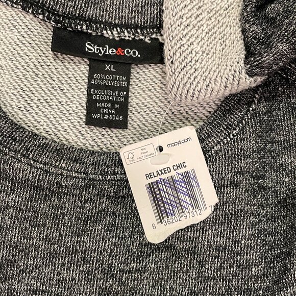 (NWT) STYLE & CO "Relaxed Chic", Textured Knit Top, French Terry, Gray - XL - Picture 9 of 10